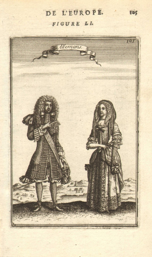 GERMANY COSTUME. Man & woman in 17th century dress. 'Allemans'. MALLET 1683
